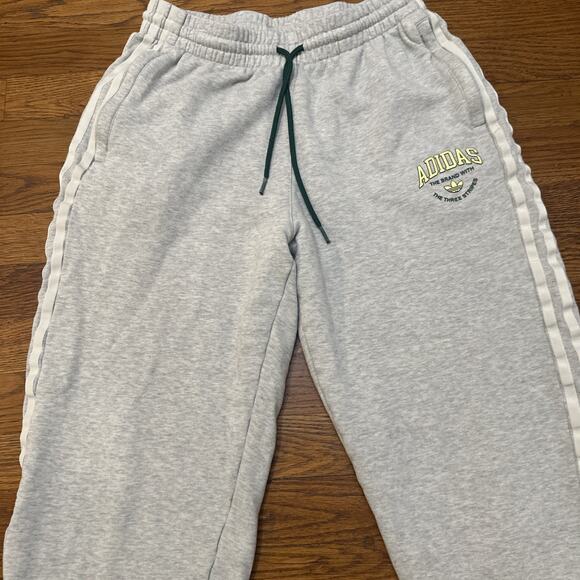 Adidas VRCT Sweatpants Gray Small Green Drawstring White Stripes Vintage - Picture 3 of 7